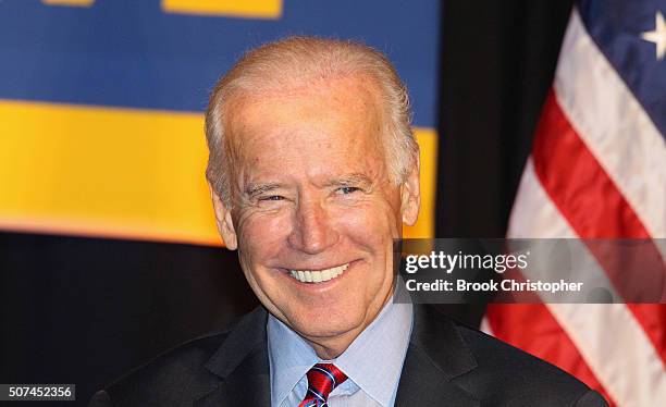 Vice President Joe Biden speaks at a rally for paid family leave as he and NY Governor Andrew Cuomo deliver remarks on economy on January 29, 2016 in...