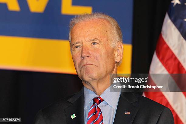 Vice President Joe Biden speaks at a rally for paid family leave as he and NY Governor Andrew Cuomo deliver remarks on economy on January 29, 2016 in...