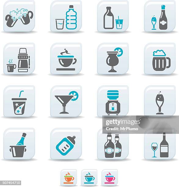 drink icons | simicoso collection - ice bucket stock illustrations