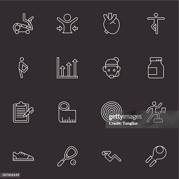 fitness icons | set 2 - light white - squash sport stock illustrations