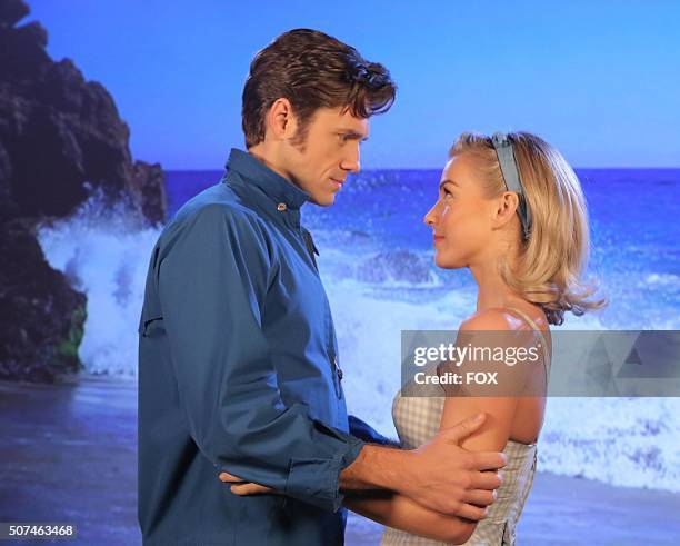 Aaron Tveit as 'Danny Zuko and Julianne Hough as 'Sandy' rehearse for GREASE: LIVE airing LIVE Sunday, Jan. 31 on FOX.