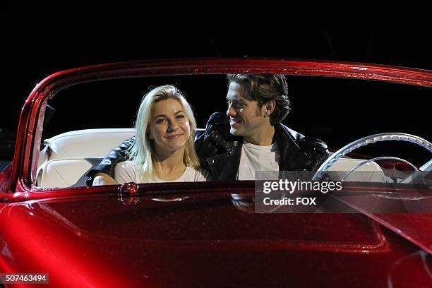 Julianne Hough as 'Sandy' and Aaron Tveit as 'Danny Zuko rehearse for GREASE: LIVE airing LIVE Sunday, Jan. 31 on FOX.