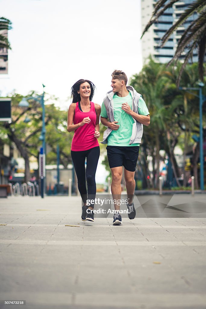 Enjoying running through the city