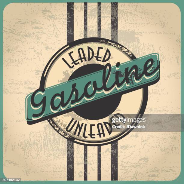 retro revival or vintage gas bar sign - premium gasoline stock illustrations