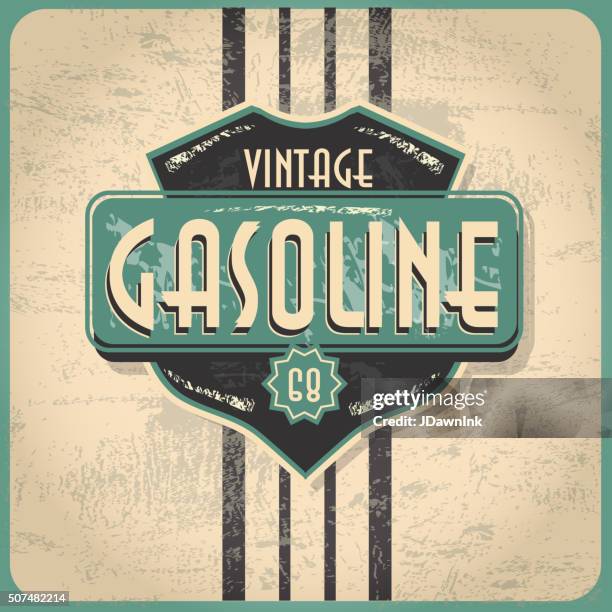 retro revival or vintage gas bar sign - vintage gas station stock illustrations