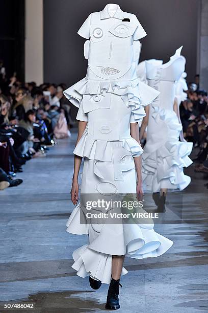 Model walks the runway during the Viktor&Rolf Spring Summer 2016 show as part of Paris Fashion Week on January 27, 2016 in Paris, France.