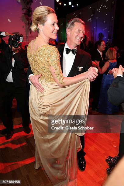 Christian Wulff and his wife Bettina Wulff dance during the Semper Opera Ball 2016 at Semperoper on January 29, 2016 in Dresden, Germany.