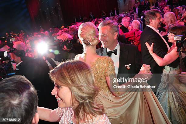 Christian Wulff and his wife Bettina Wulff dance during the Semper Opera Ball 2016 at Semperoper on January 29, 2016 in Dresden, Germany.