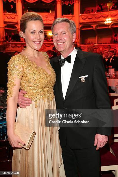 Christian Wulff and his wife Bettina Wulff during the Semper Opera Ball 2016 at Semperoper on January 29, 2016 in Dresden, Germany.