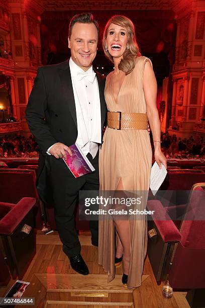 Fashion designer Guido Maria Kretschmer and Mareile Hoeppner during the Semper Opera Ball 2016 at Semperoper on January 29, 2016 in Dresden, Germany.