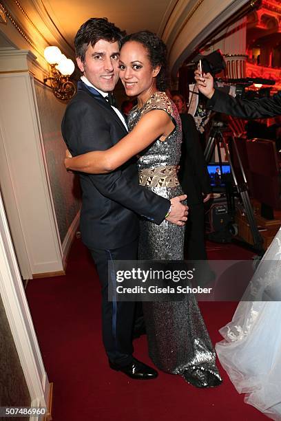 Milka Loff-Fernandes and her husband Robert Irschara during the Semper Opera Ball 2016 at Semperoper on January 29, 2016 in Dresden, Germany.