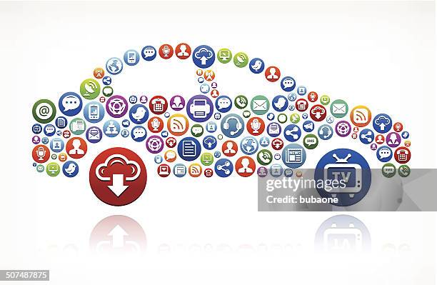 car side royalty-free vector social networking and internet icon set - human machine interface stock illustrations
