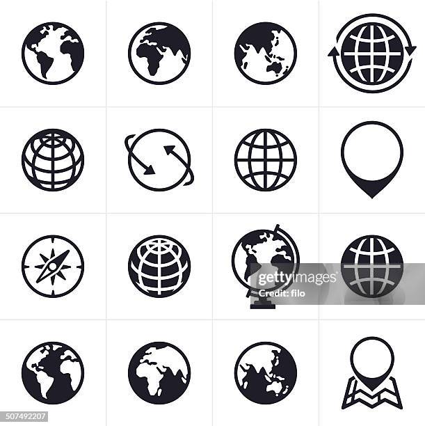 bildbanksillustrationer, clip art samt tecknat material och ikoner med globes icons and symbols - planet earth