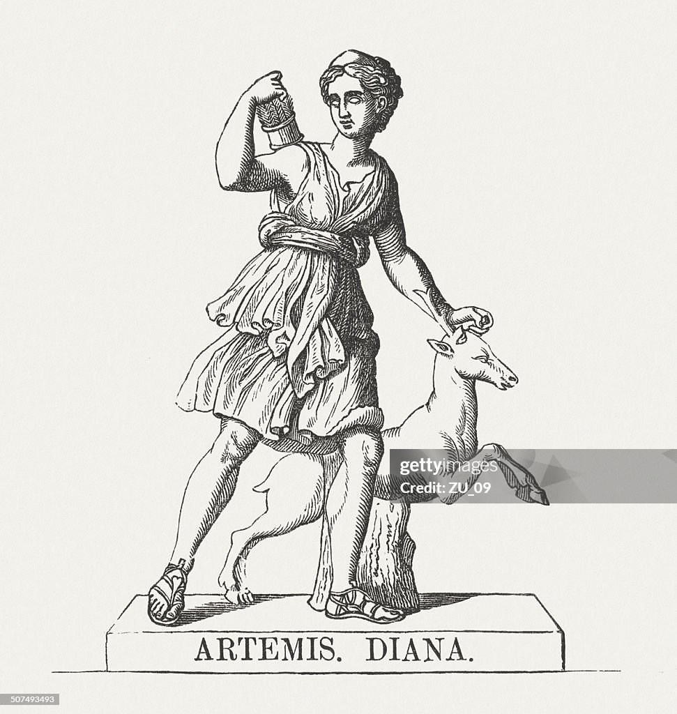 Artemis (Diana), Greek goddess of the Hunt, published in 1878