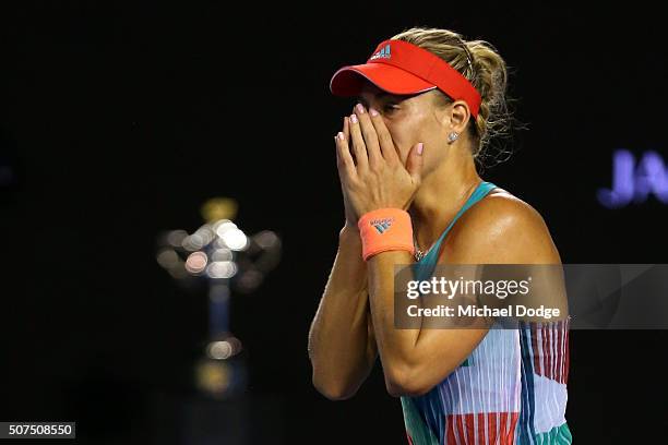 Angelique Kerber of Germany celebrates winning the Women's Singles Final against Serena Williams of the United States during day 13 of the 2016...