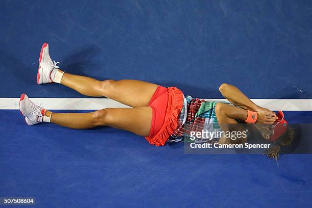 Angelique Kerber of Germany celebrates winning the Women's Singles Final against Serena Williams of the United States during day 13 of the 2016...