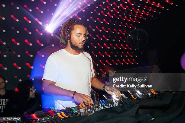 Connor Cruise DJs in the booth at Temple Nightclub on January 29, 2016 in San Francisco, California.