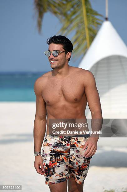 Mariano Di Vaio poses during the vacation at Hideaway Beach Resort & Spa on January 30, 2016 in Dhonakulhi, Maldives.