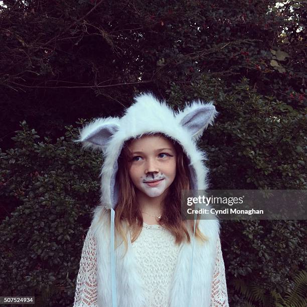 dressed as a wolf - naughty halloween photos et images de collection