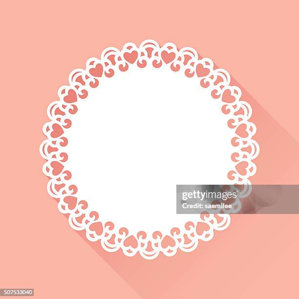 doily heart pattern - lace pattern vector stock illustrations
