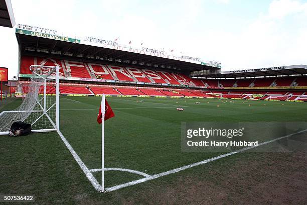 General view of the City Ground before the Emirates FA Cup Fourth Round match between Nottingham Forest and Watford at the City Ground on January 30,...