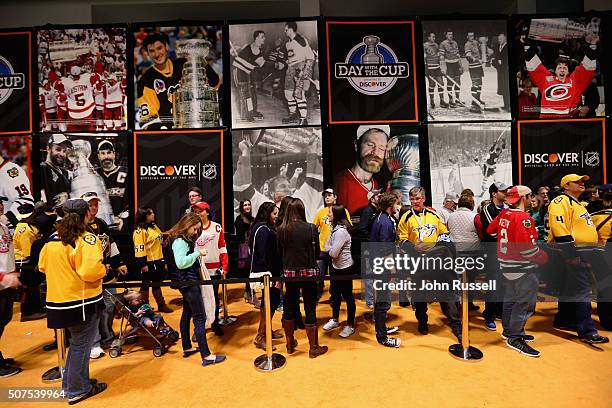 Fans attend day two of the 2016 NHL All-Star NHL Fan Fair at the Music City Center as part of the 2016 NHL All-Star Weekend on January 29, 2016 in...