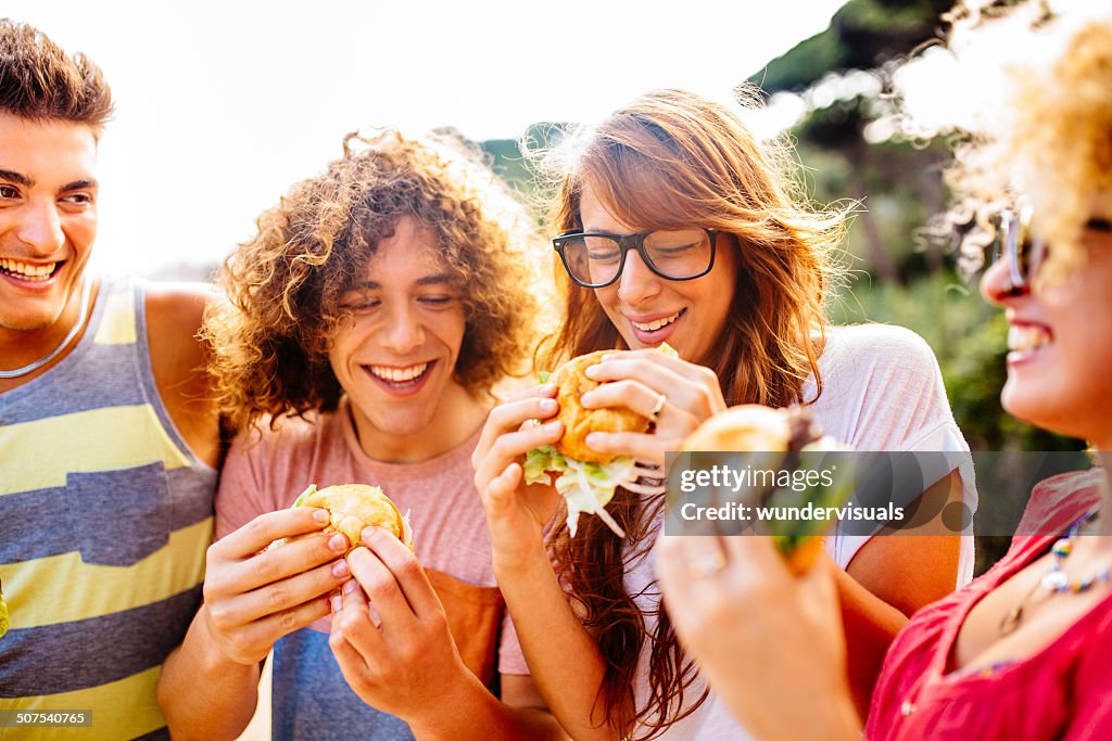 Friends Eating Burgers