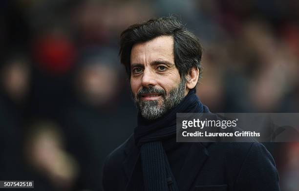 Quique Flores manager of Watford looks on prior to the Emirates FA Cup fourth round between Nottingham Forest and Watford at City Ground on January...