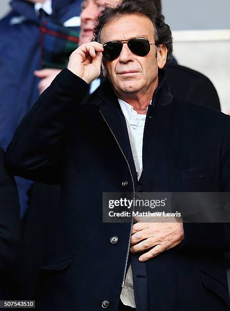 Massimo Cellino, owner of Leeds United looks on during The Emirates FA Cup Fourth Round match between Bolton Wanderers and Leeds United at Macron...