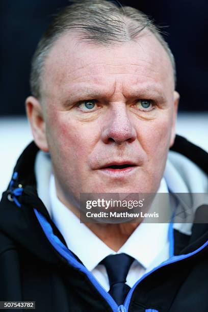 Steve Evans, manager of Leeds United looks on during The Emirates FA Cup Fourth Round match between Bolton Wanderers and Leeds United at Macron...