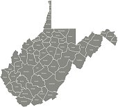 West Virginia county map vector outline