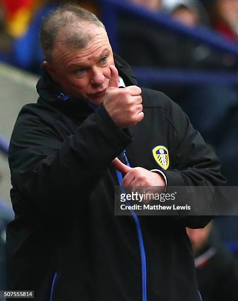 Steve Evans, manager of Leeds United looks on during The Emirates FA Cup Fourth Round match between Bolton Wanderers v Leeds United at Macron Stadium...