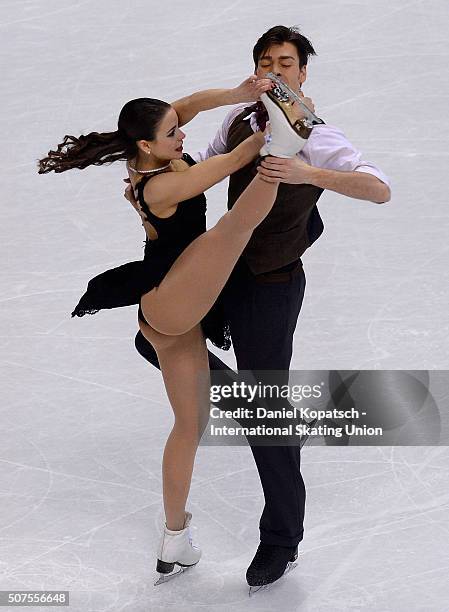 Federica Testa and Lukas Csolley of Slovakia perform during Ice Dance Free Dance on day four of the ISU European Figure Skating Championships 2016 on...