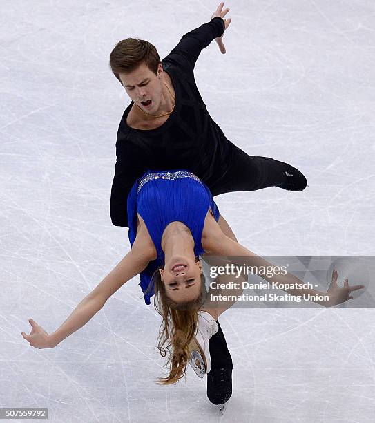 Victoria Sinitsina and Nikita Katasalapov of Russia perform during Ice Dance Free Dance on day four of the ISU European Figure Skating Championships...