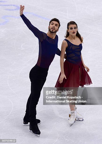 Gabriella Papadakis and Guillaume Cizeron of France perform during Ice Dance Free Dance on day four of the ISU European Figure Skating Championships...