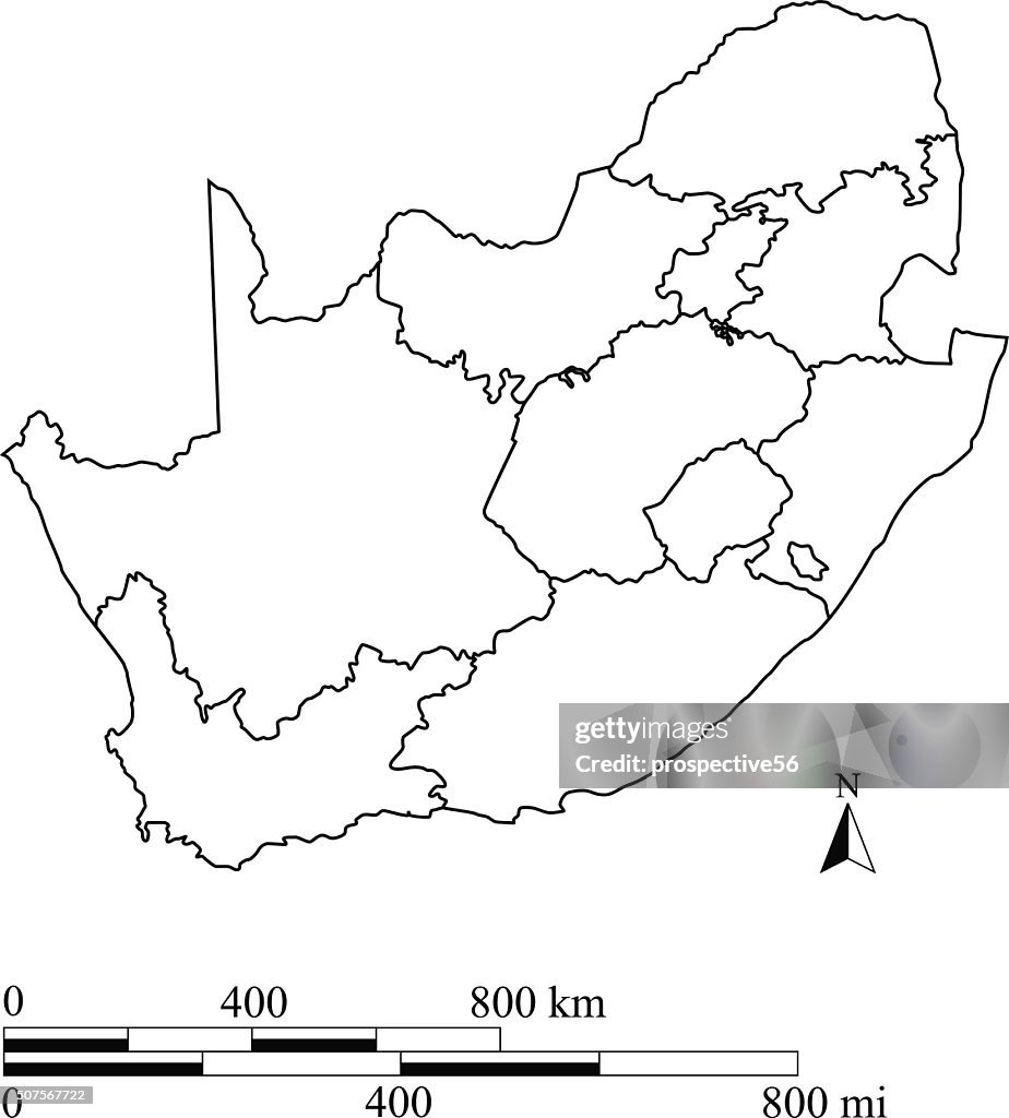 Scale Map In Rsa South Africa Map Outline Vector With Scales High-Res Vector Graphic ...