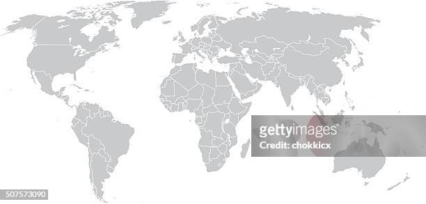illustrazioni stock, clip art, cartoni animati e icone di tendenza di semplice mappa del mondo in grigio - globo terrestre
