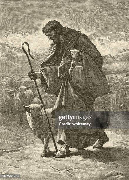 good shepherd - symbolism stock illustrations