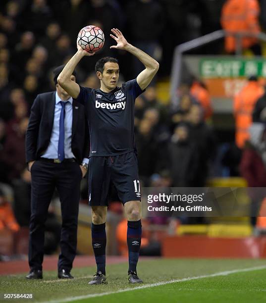 Joey O'Brien of West Ham United in action during The Emirates FA Cup Fourth Round match between Liverpool and West Ham United at Anfield on January...