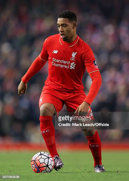 Jordon Ibe of Liverpool in action during the Emirates FA Cup Third Round Replay match between Liverpool and Exeter City at Anfield on January 20,...