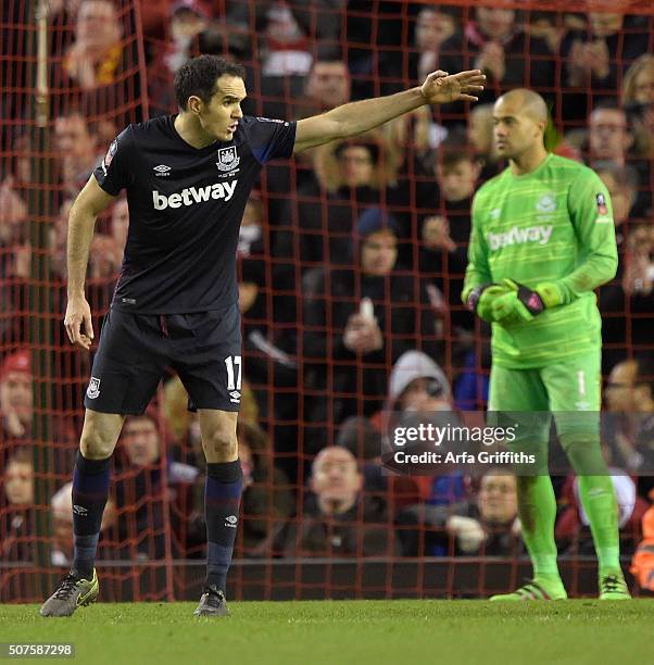 Joey O'Brien of West Ham United in action during The Emirates FA Cup Fourth Round match between Liverpool and West Ham United at Anfield on January...