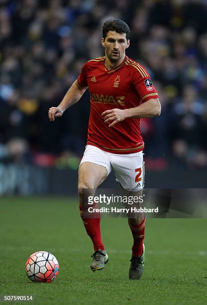 Eric Lichaj of Nottingham Forest in action during the Emirates FA Cup Fourth Round match between Nottingham Forest and Watford at the City Ground on...