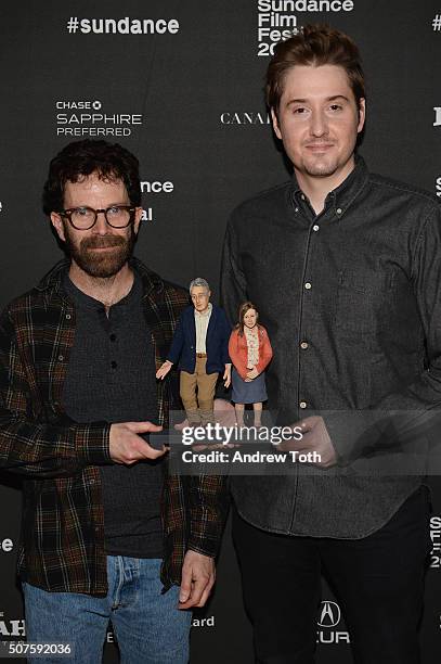 Screenwriter Charlie Kaufman and Director Duke Johnson attend the Cinema Cafe during the 2016 Sundance Film Festival at Filmmaker Lodge on January...