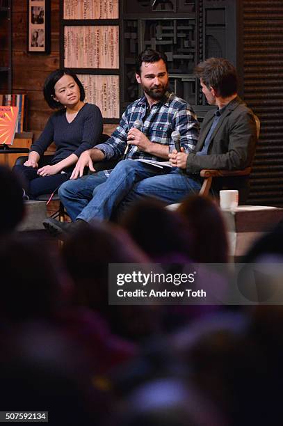 Producer Rosa Tran, Cinematographer Joe Passarelli and Sundance Film Festival Senior Programmer John Nein speak onstage at the Cinema Cafe during the...