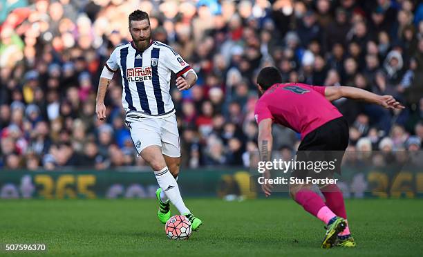 Rickie Lambert of West Bromwich Albionin action during The Emirates FA Cup Fourth Round match between West Bromwich Albion and Peterborough United at...