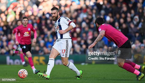 Rickie Lambert of West Bromwich Albionin action during The Emirates FA Cup Fourth Round match between West Bromwich Albion and Peterborough United at...