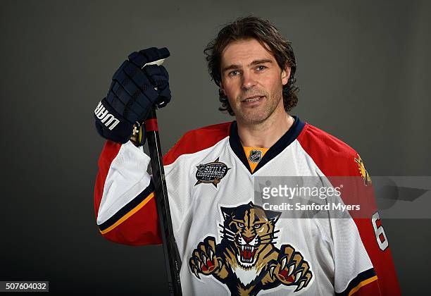 Jaromir Jagr of the Florida Panthers poses for a 2016 NHL All-Star portrait at Bridgestone Arena on January 30, 2016 in Nashville, Tennessee.