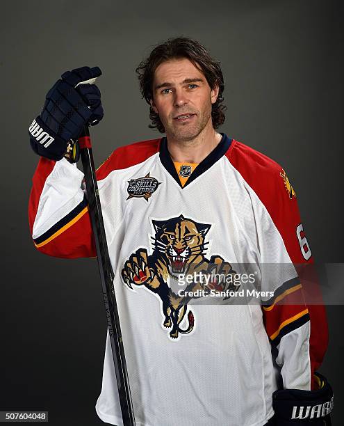 Jaromir Jagr of the Florida Panthers poses for a 2016 NHL All-Star portrait at Bridgestone Arena on January 30, 2016 in Nashville, Tennessee.