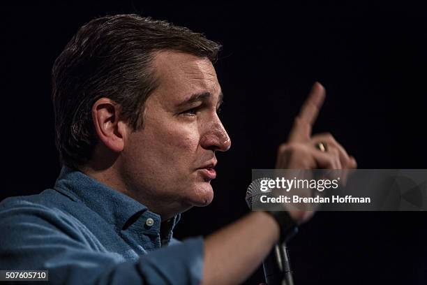 Republican presidential candidate Sen. Ted Cruz speaks at a campaign event at the Gateway Hotel on January 30, 2016 in Ames, Iowa. The Democratic and...