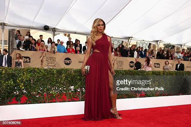 Actress Laverne Cox attends The 22nd Annual Screen Actors Guild Awards at The Shrine Auditorium on January 30, 2016 in Los Angeles, California....